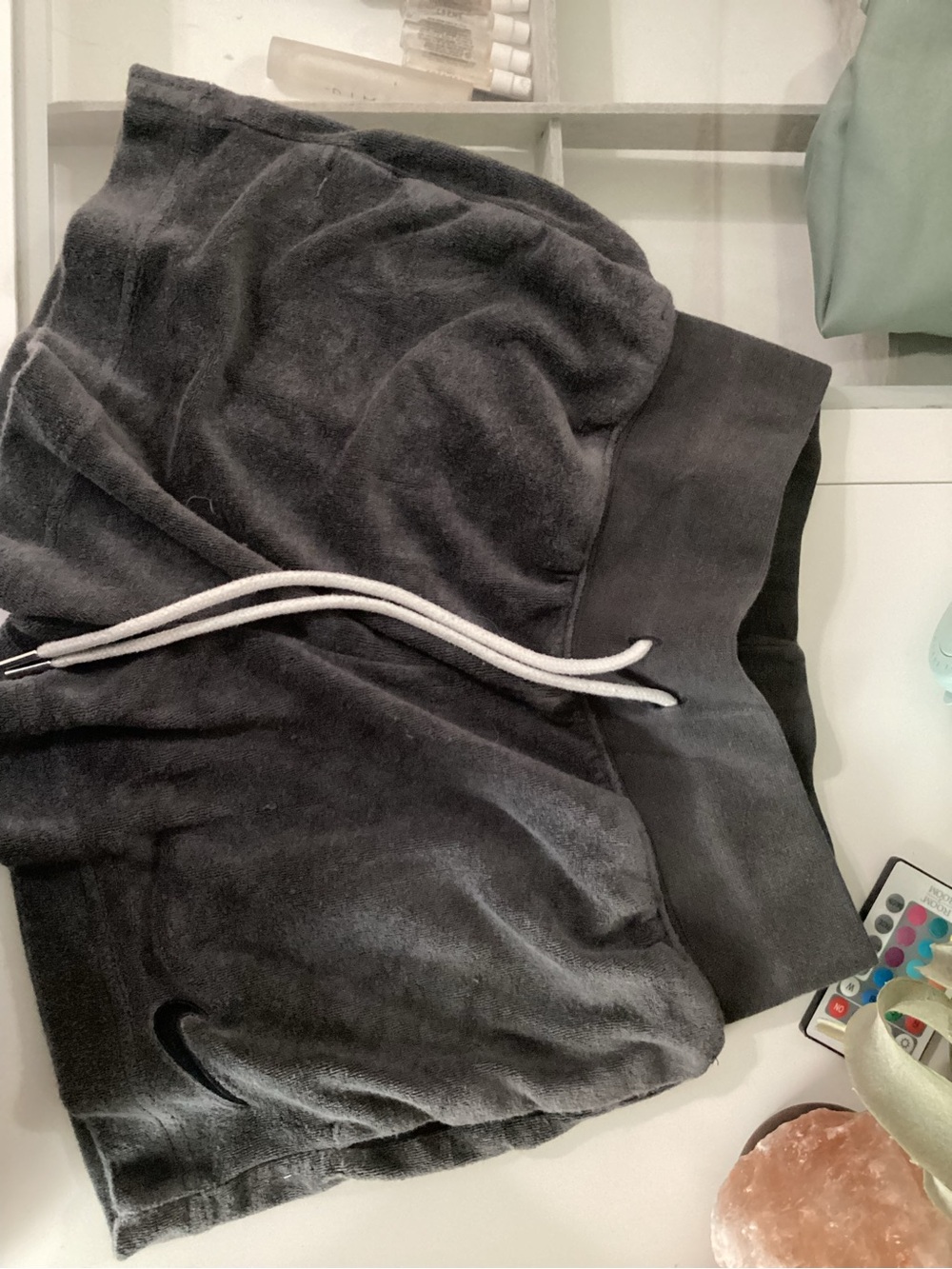 Charcoal Plush Drawstring Lounge Shorts